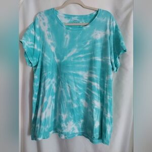J. Crew Aqua Tie-Dye Short Sleeve Tee